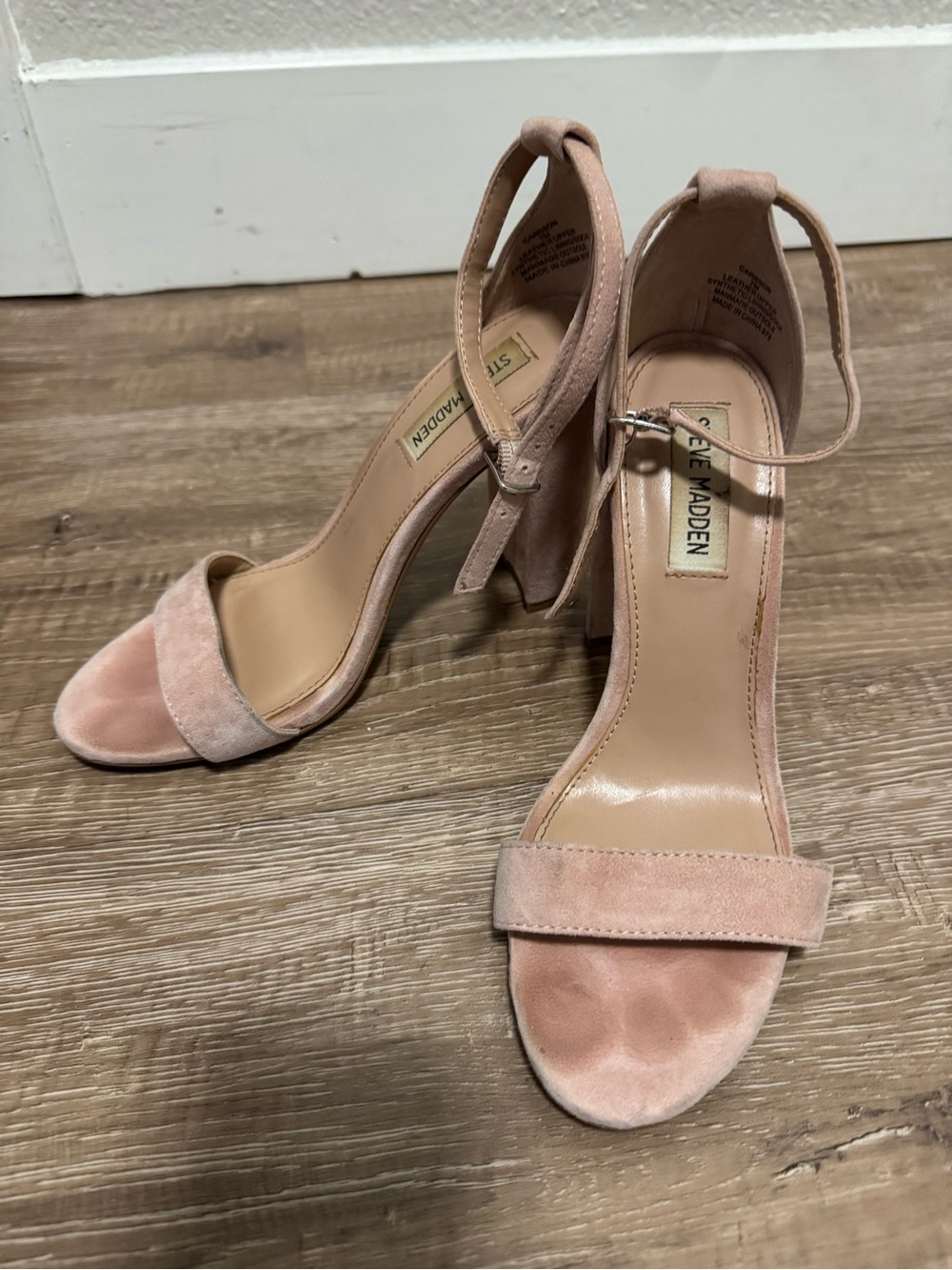 Steve Madden Dusty Pink Suede Ankle-Strap Block Heels